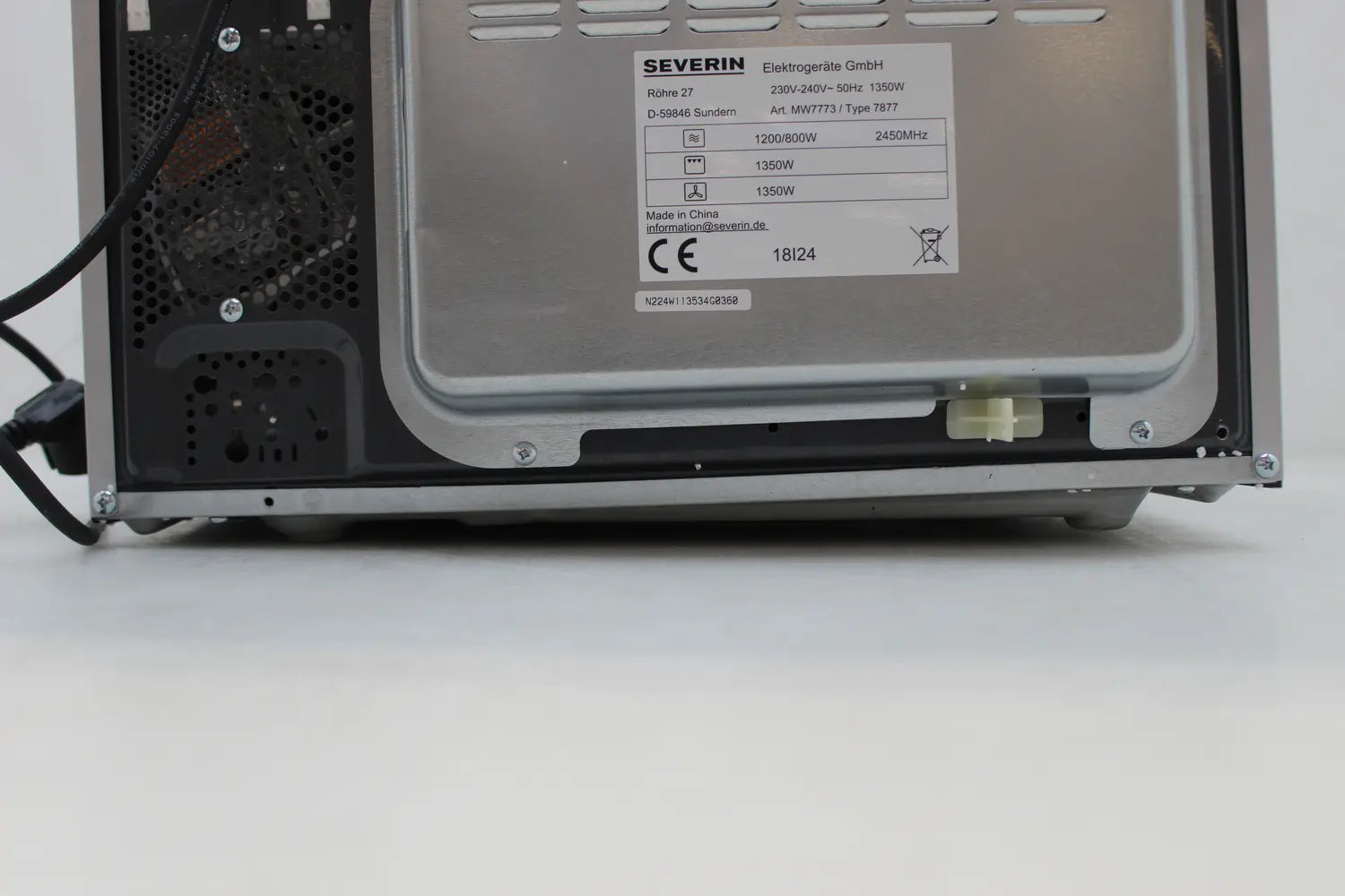 D-Ware Severin Mikrowelle Grill Heßluft 7773 10 Programme 20l Defekware - 4008146041280