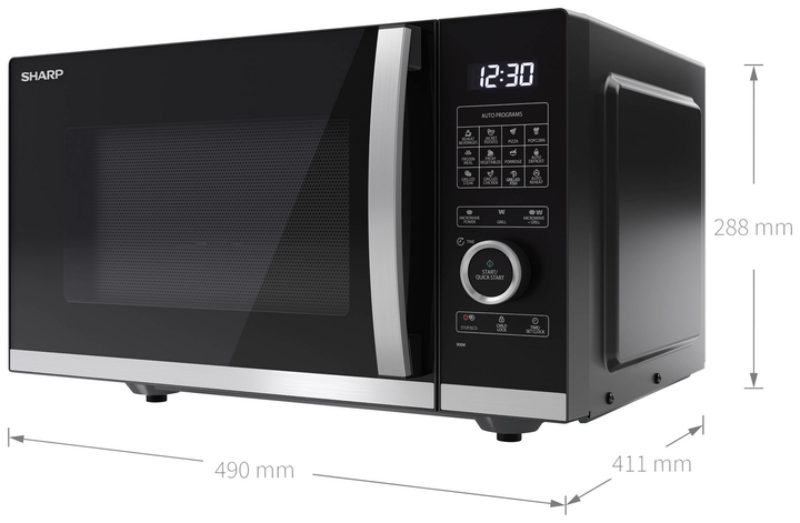 Sharp Yc Qg254 Ae B Mikrowelle Silber Solo 230 V 900 W Bx Hx T 490x288x411 Mm  B-Ware - 4974019208756
