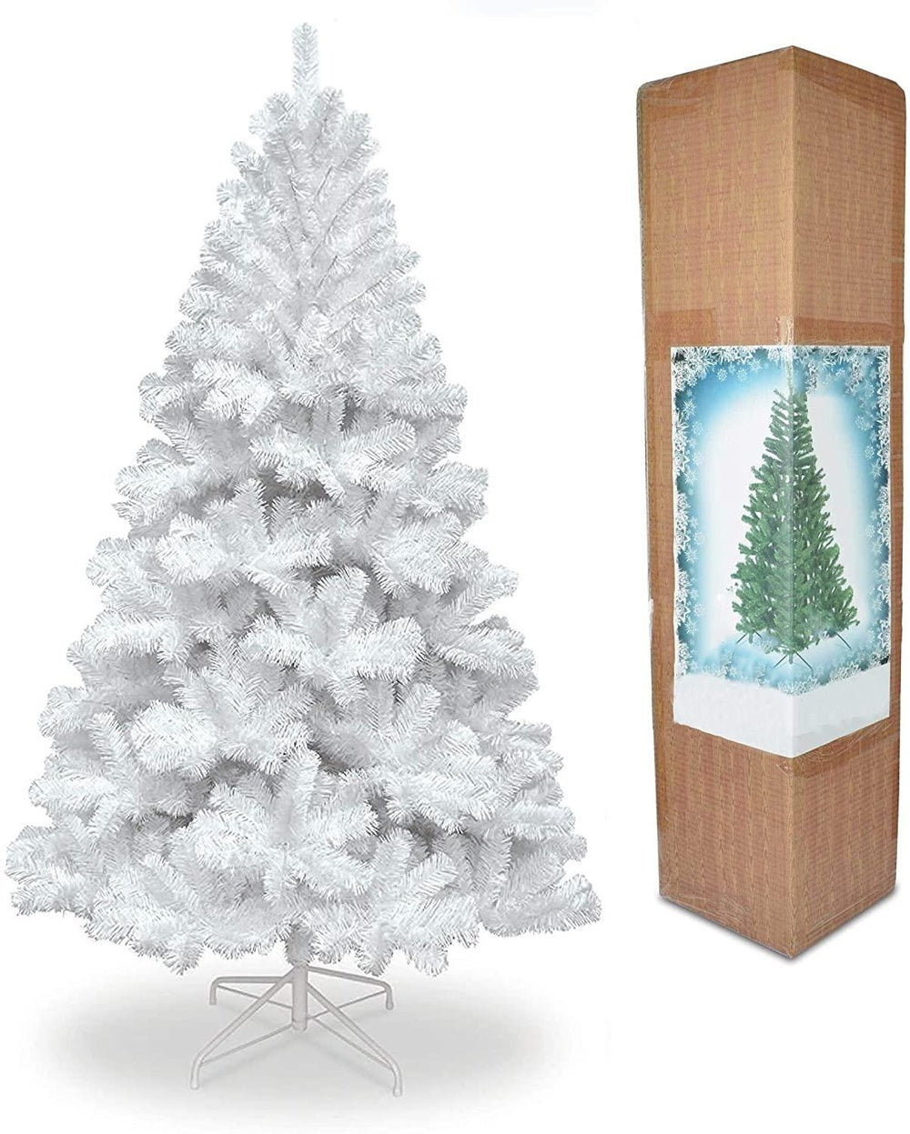 SHATCHI Weihnachtsbaum Baum Tanne Alaskan Kiefer Schnee weiß 2.1m künstlich - 5060445494739