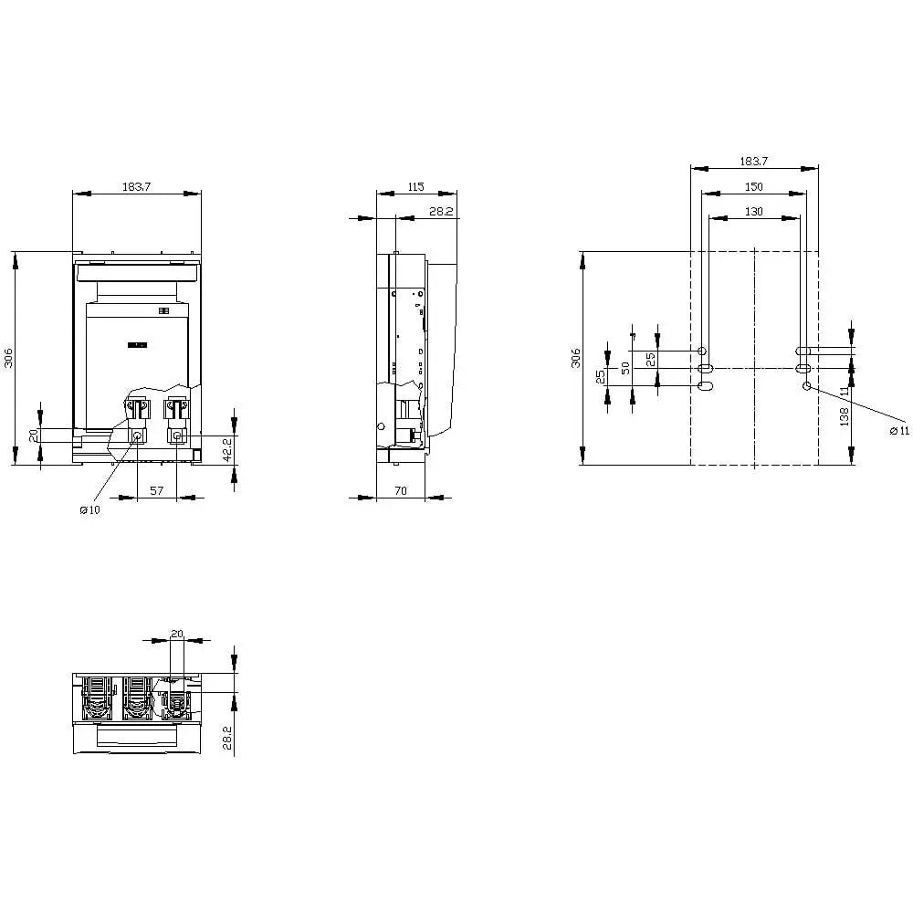 B-Ware Siemens Sicherungslasttrennschalter Trennschalter 3 Np11431 Da20 3polig 250 A Nh1 - 4011209761384