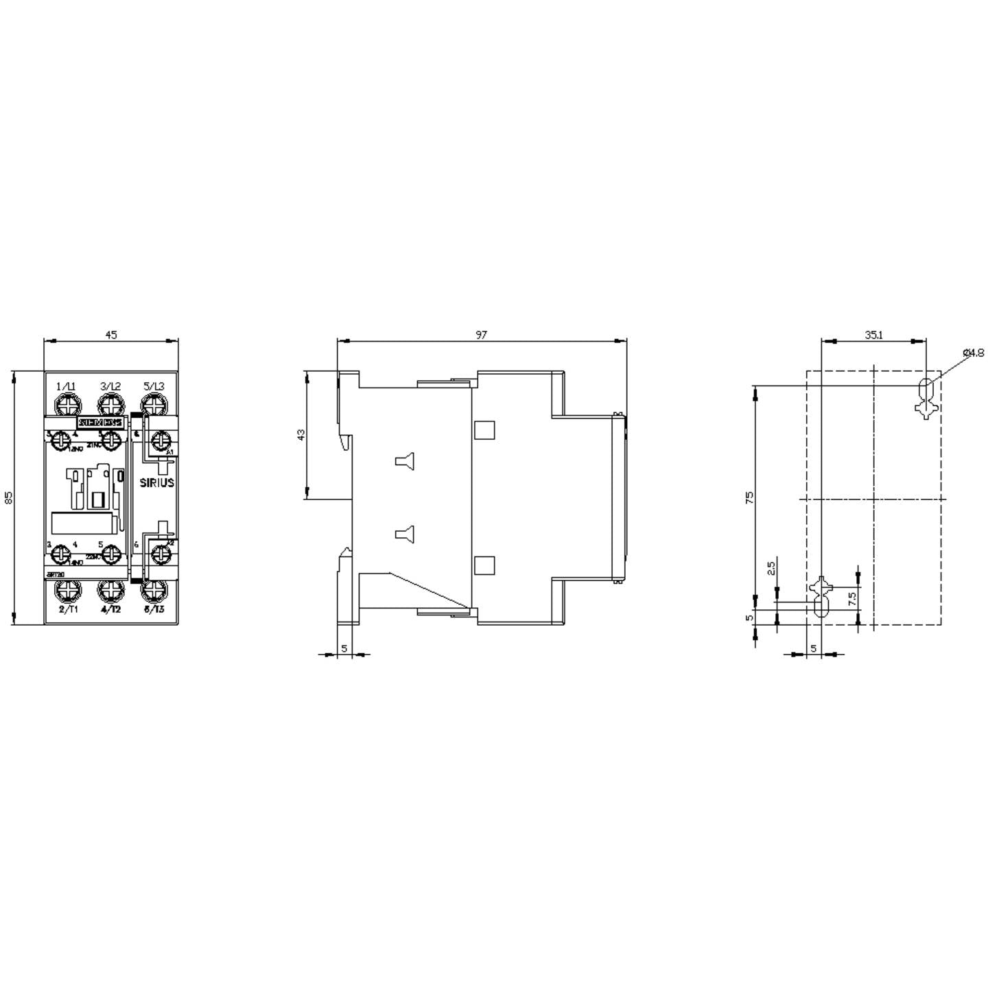 Siemens Leistungsschütz Schütz 3RT2026-1AV00 3polig 11kW 690V Schraubanschluss - 4011209839526