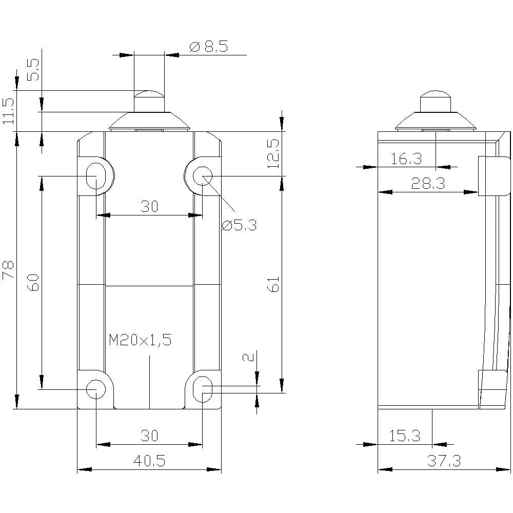 Siemens 3 Se51120 Cb01 Positionsschalter Schalter 6 A Kuppenstößel Edelstahlstößel B-Ware - 4011209692121