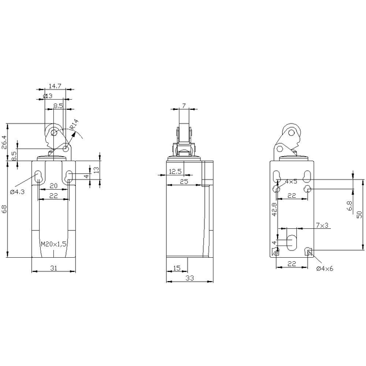 Siemens Positionsschalter Endschalter 3 Se52320 He10 Rollenhebel Metallhebel Ip65  B-Ware - 4011209694316