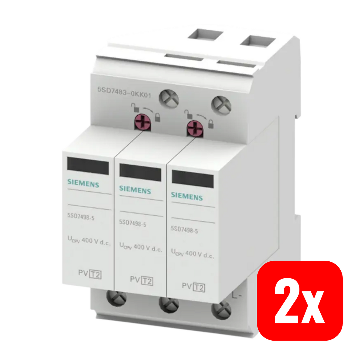 Siemens Überspannungsableiter Blitzschutz T2 PV Gleichstrom 600 V 40 kA 2 STÜCK - 4047624352814