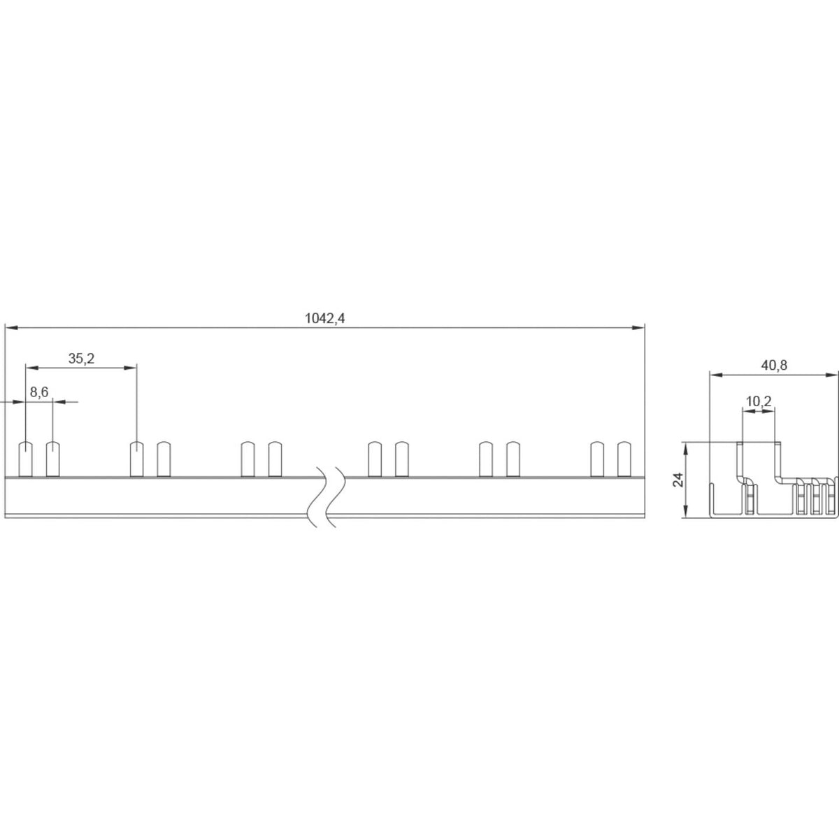Siemens 5ST3775-0 Stiftschiene Strom Stiftsammelschiene 4 Phasen 3polig 2 STÜCK - 4001869566658