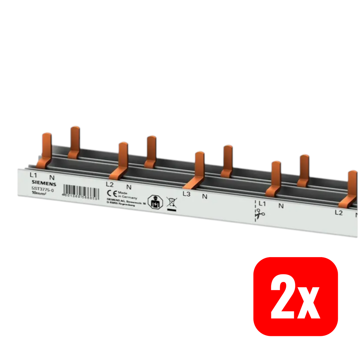 Siemens 5ST3775-0 Stiftschiene Strom Stiftsammelschiene 4 Phasen 3polig 2 STÜCK - 4001869566658