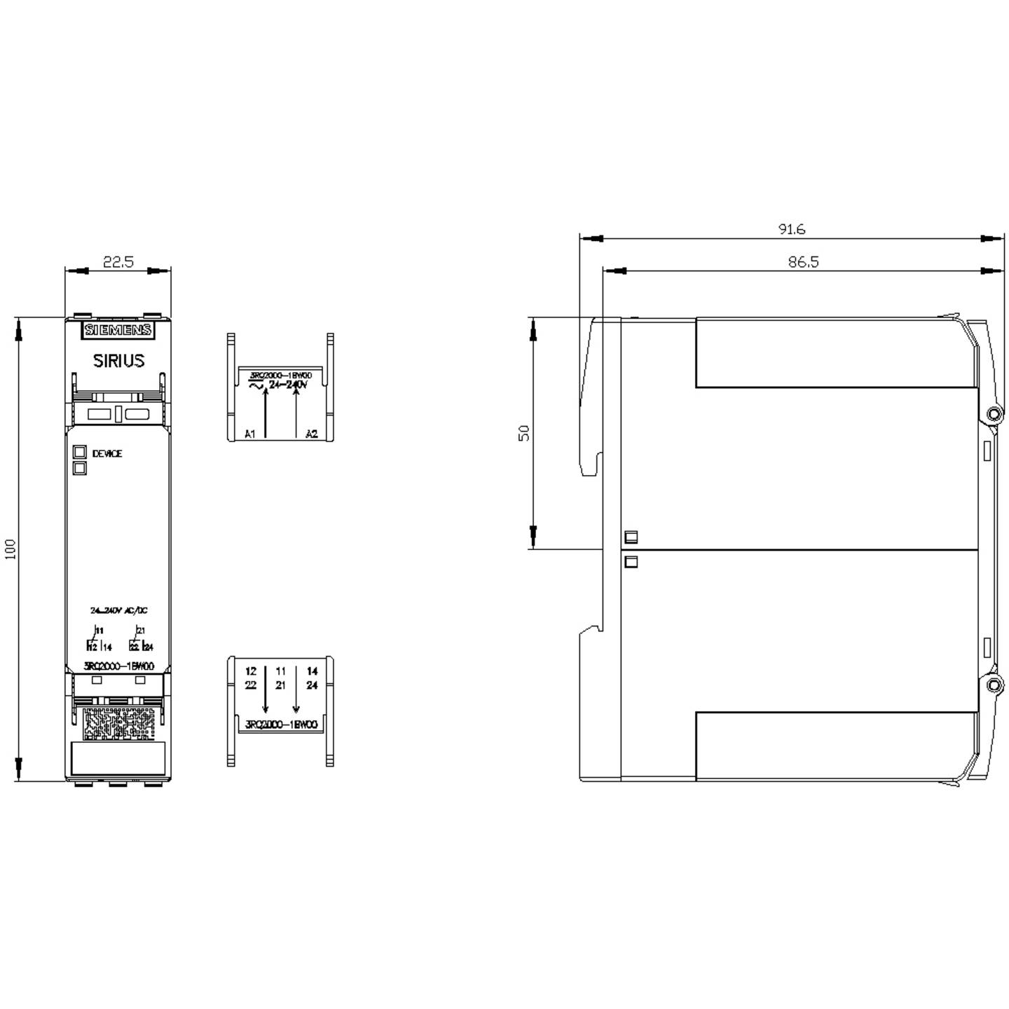 B-Ware Siemens Koppelrelais Relais Industriegehäuse 3 Rq2000 1 Bw00 2 Wechsler Ac Dc 1 St