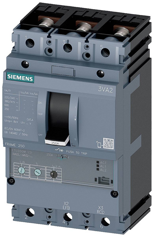 Siemens Leistungsschalter 3 Va2 Iec Frame 250 Schaltvermögenklasse M Schalter B-Ware - 4042948830666