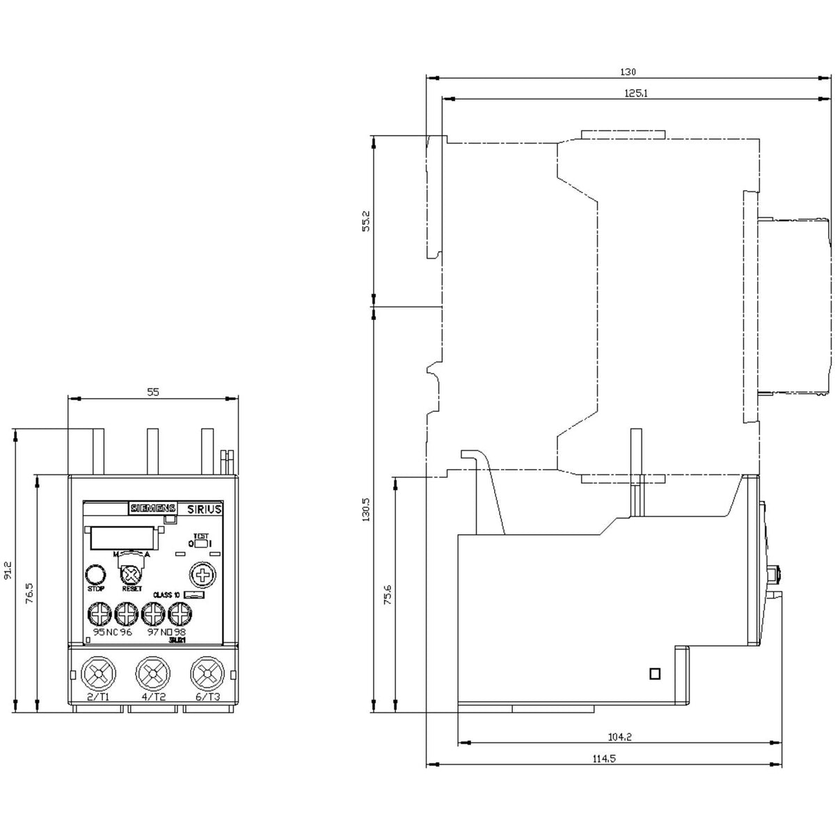 Siemens Überlastrelais Motorschutzrelais Überstromrelais 11 bis 16A Class 10 S2 - 4011209916692