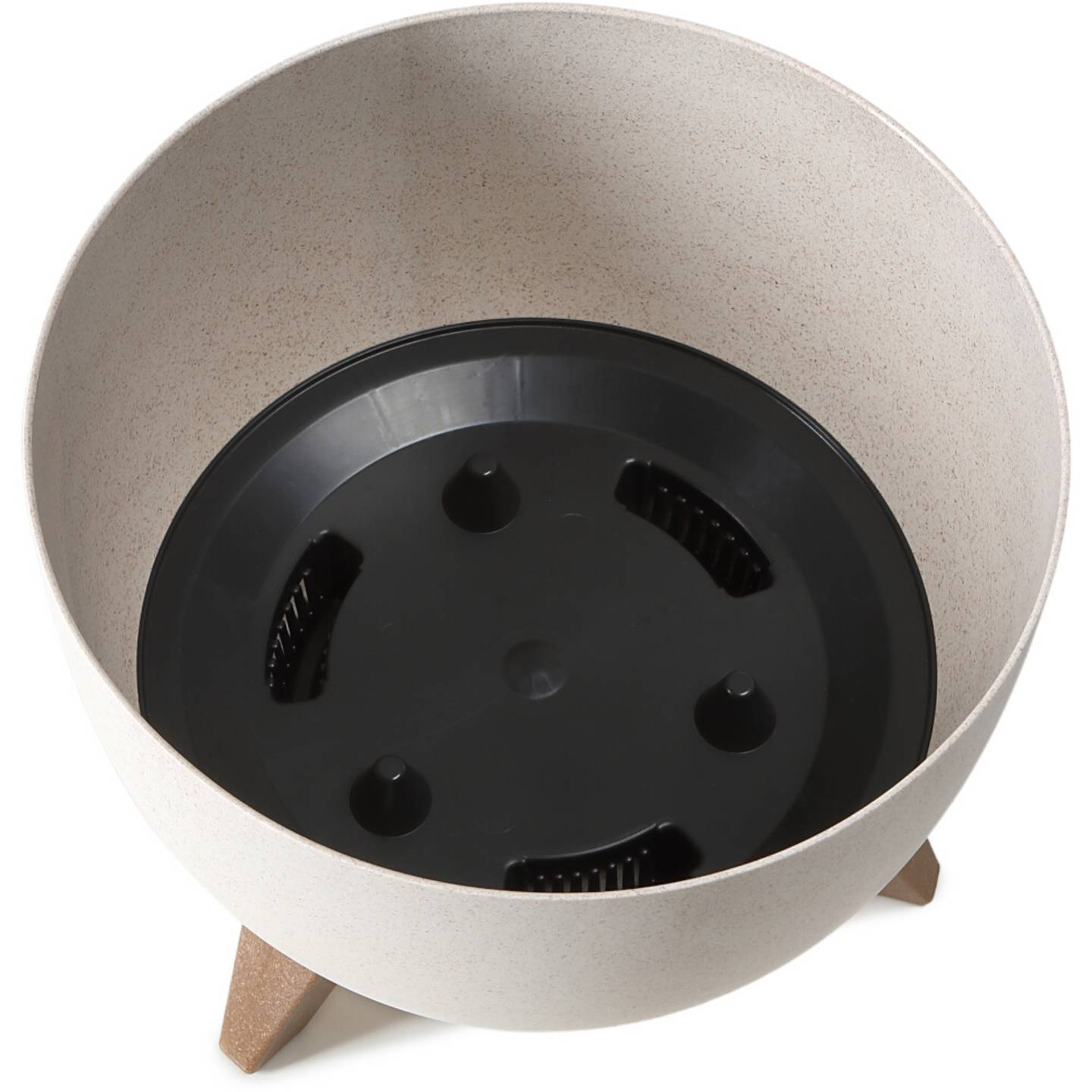 B-Ware Siena Garden Oslo Pflanzgefäß Blumentopf Creme Polypropylen Holzfaser 47x26cm - 4055938475341