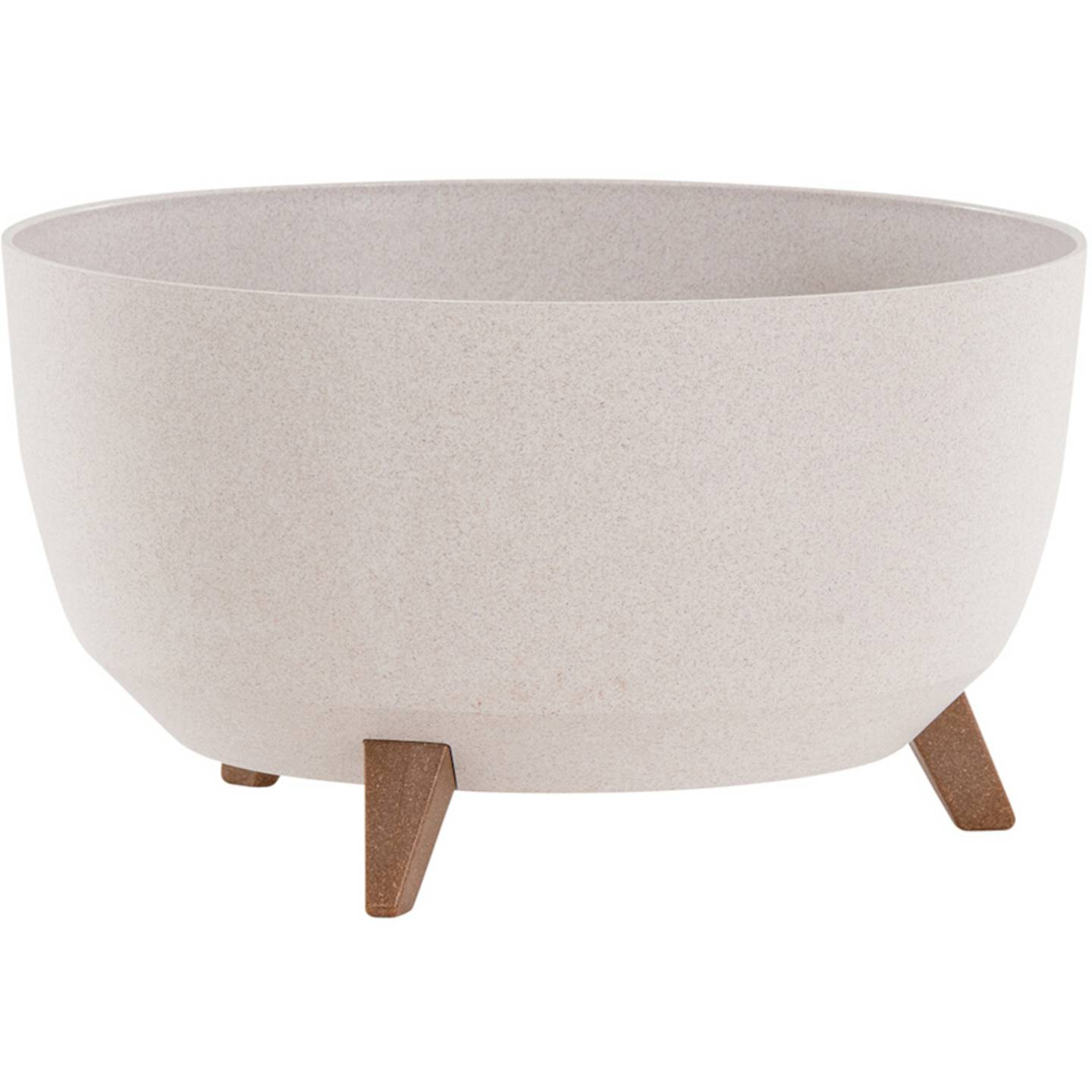 B-Ware Siena Garden Oslo Pflanzgefäß Blumentopf Creme Polypropylen Holzfaser 47x26cm - 4055938475341