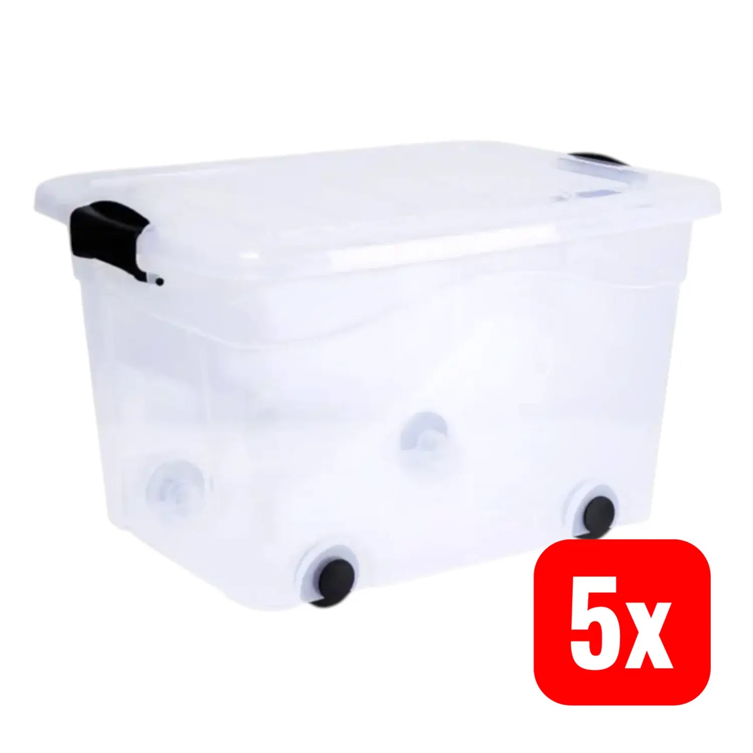B-Ware Anzio Aufbewahrungsbox Behälter Siena Box 60l Rollen Deckel Transparent 5 Stück - 4055938502061