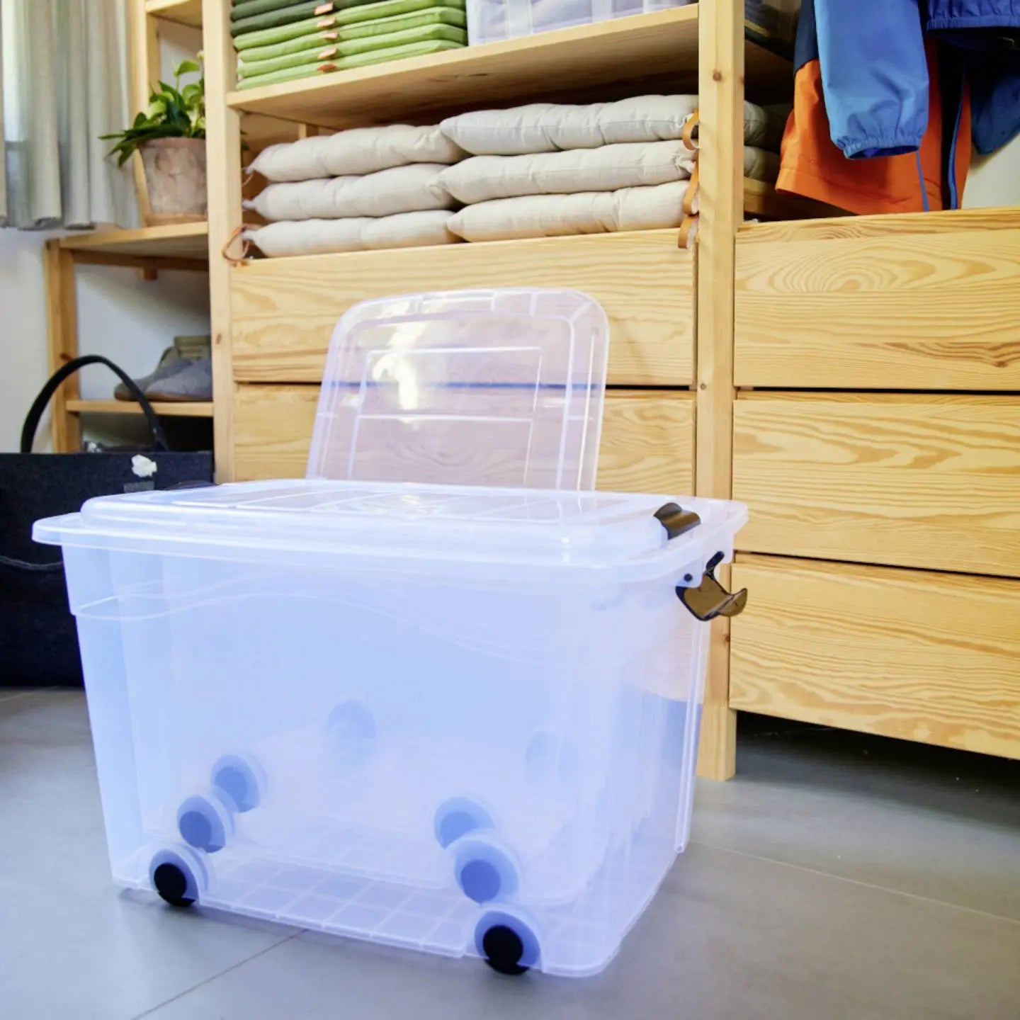 B-Ware Anzio Aufbewahrungsbox Behälter Siena Box 60l Rollen Deckel Transparent 5 Stück - 4055938502061