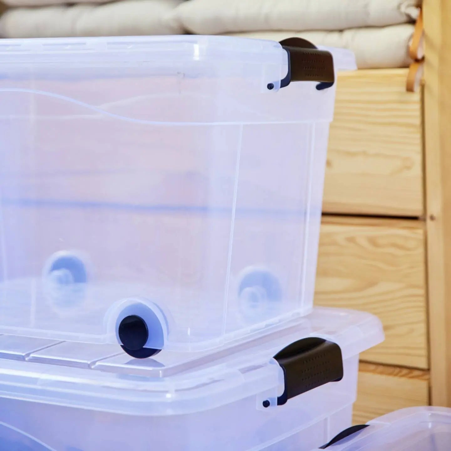 B-Ware Anzio Aufbewahrungsbox Behälter Siena Box 60l Rollen Deckel Transparent 5 Stück - 4055938502061