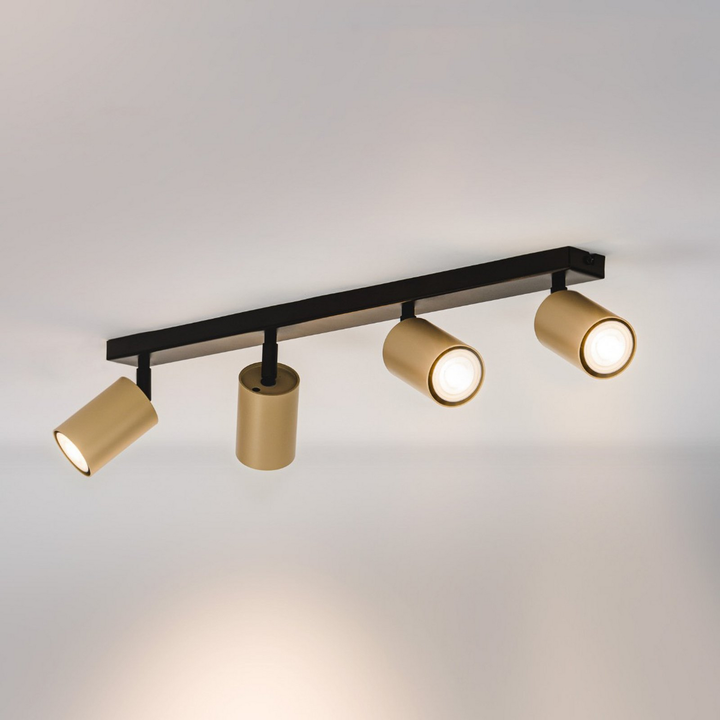 Sigma Deckenstrahler Spot Zoom Schwarz Gold 4 Flammig Gu10 Stahl Deckenleuchte B-Ware - 5907554416620