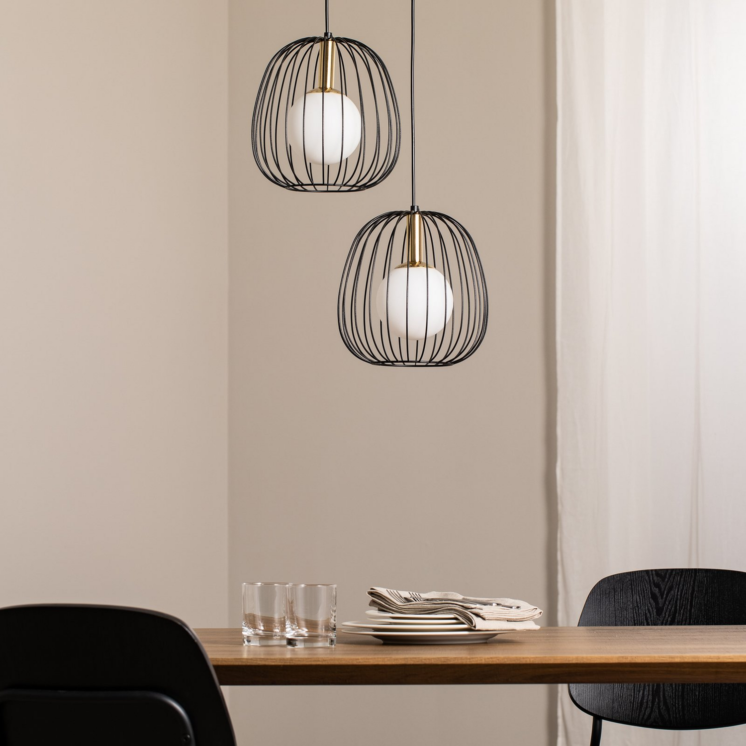 Sigma Hängeleuchte Pendellampe Esszimmerlampe Schwarz Gold Weiß 2flg Modern B-Ware - 5905143286432