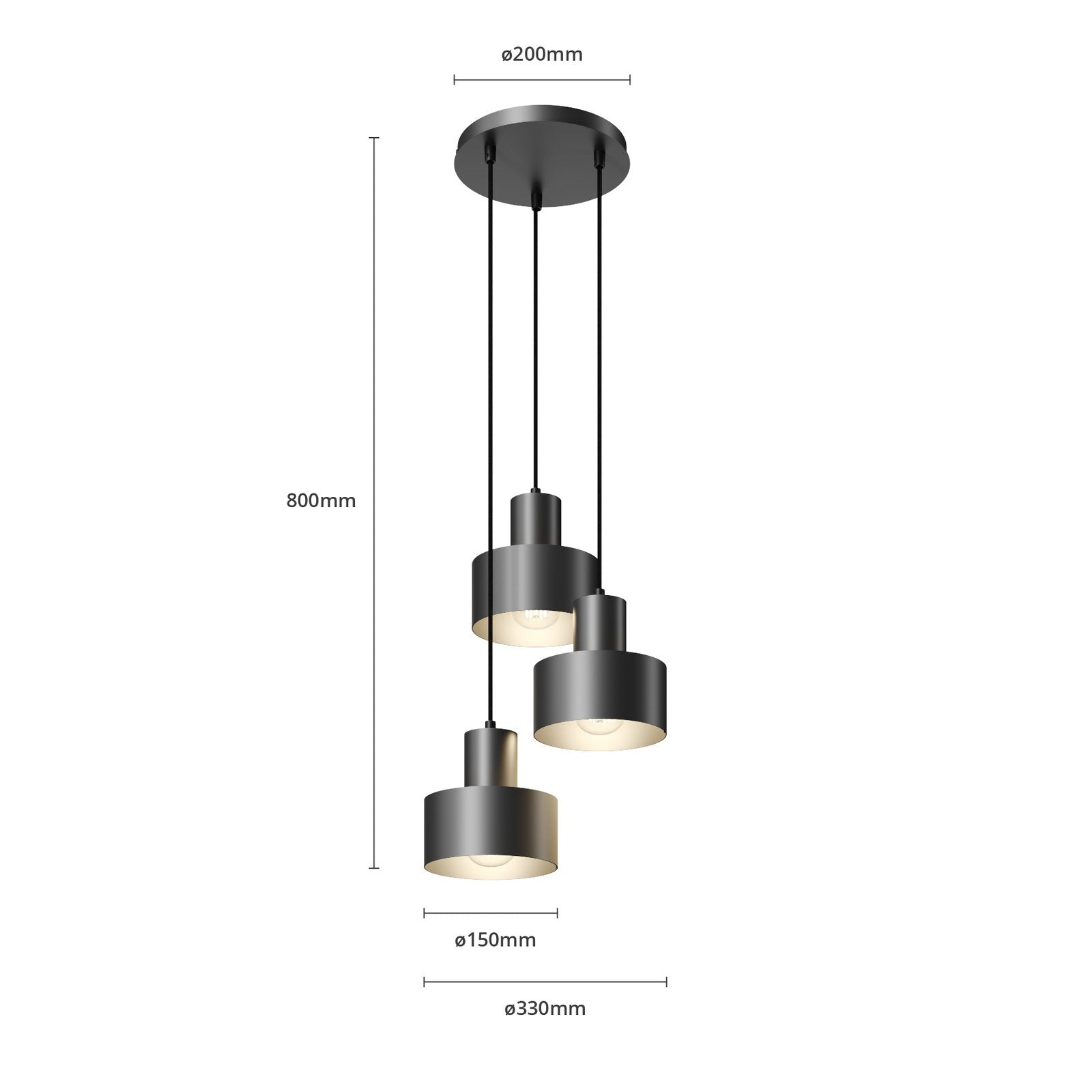 Sigma Lighting Hängeleuchte Rif Hängeleuchte Lampe LED Rondell dreiflammig E27 - 5902335264018