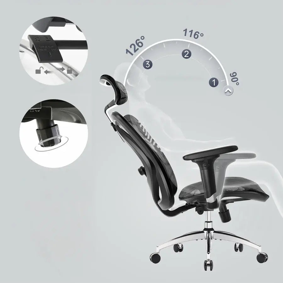 B-Ware Sihoo Bürostuhl Drehstuhl Stuhl M57 M111 Netzstoff Schreibtischstuhl Schwarz181 - 40643231080168