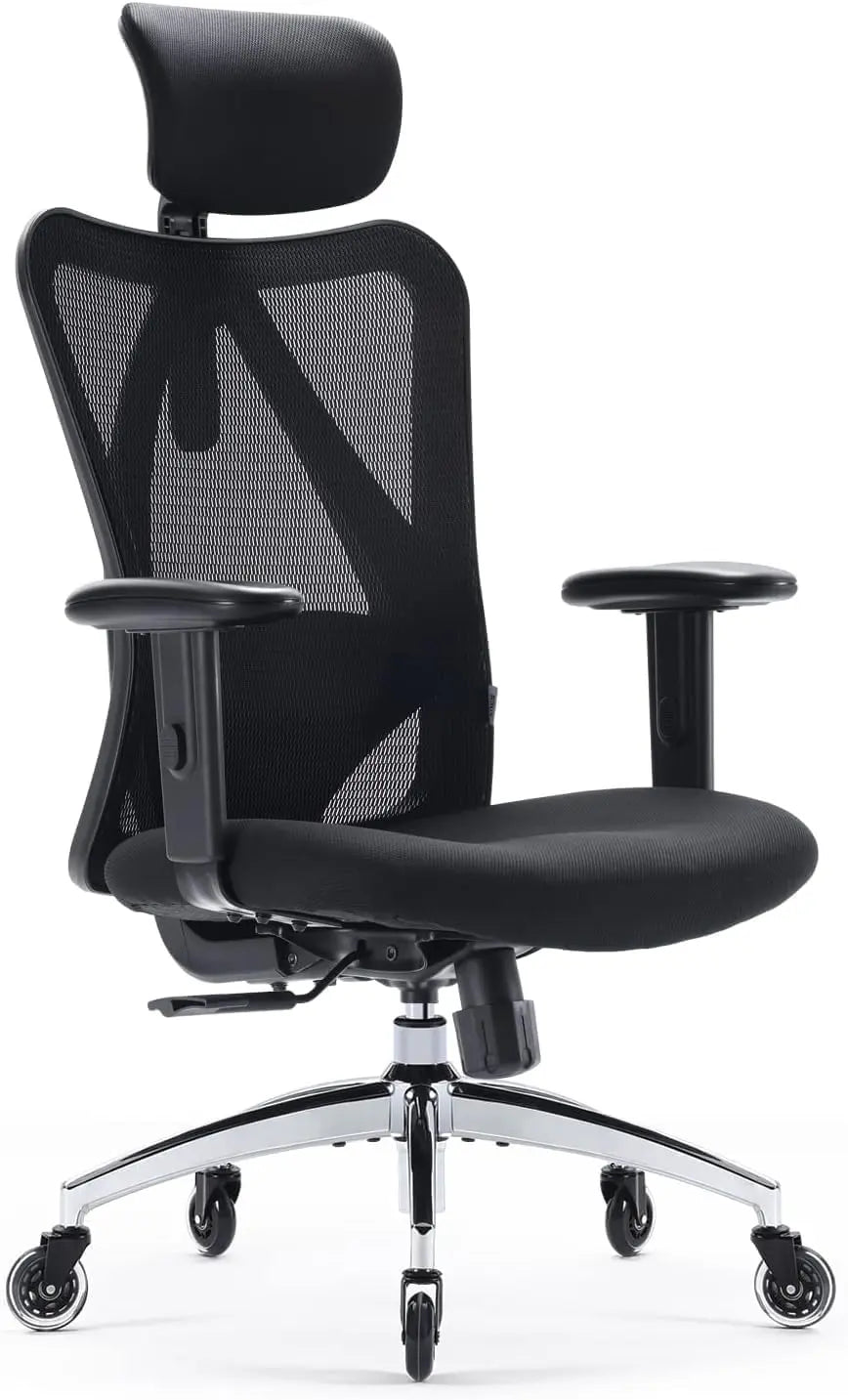 Sihoo Schreibtischstuhl Drehstuhl Bürostuhl Kopfstütze Armlehne 150kg Schwarz B-Ware - 779324880840