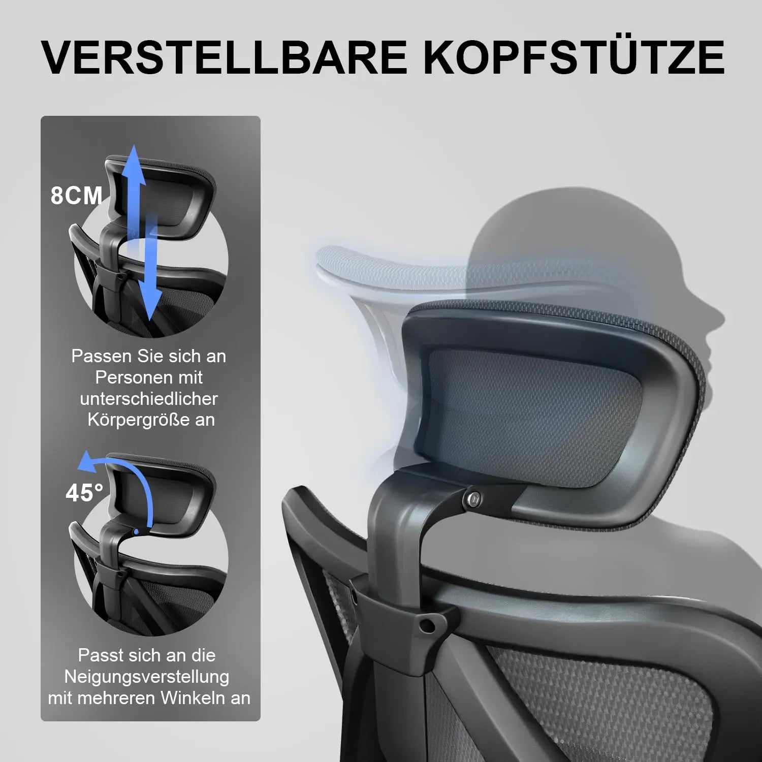 Sihoo Schreibtischstuhl Drehstuhl Bürostuhl Kopfstütze Armlehne 150kg Schwarz B-Ware - 779324880840