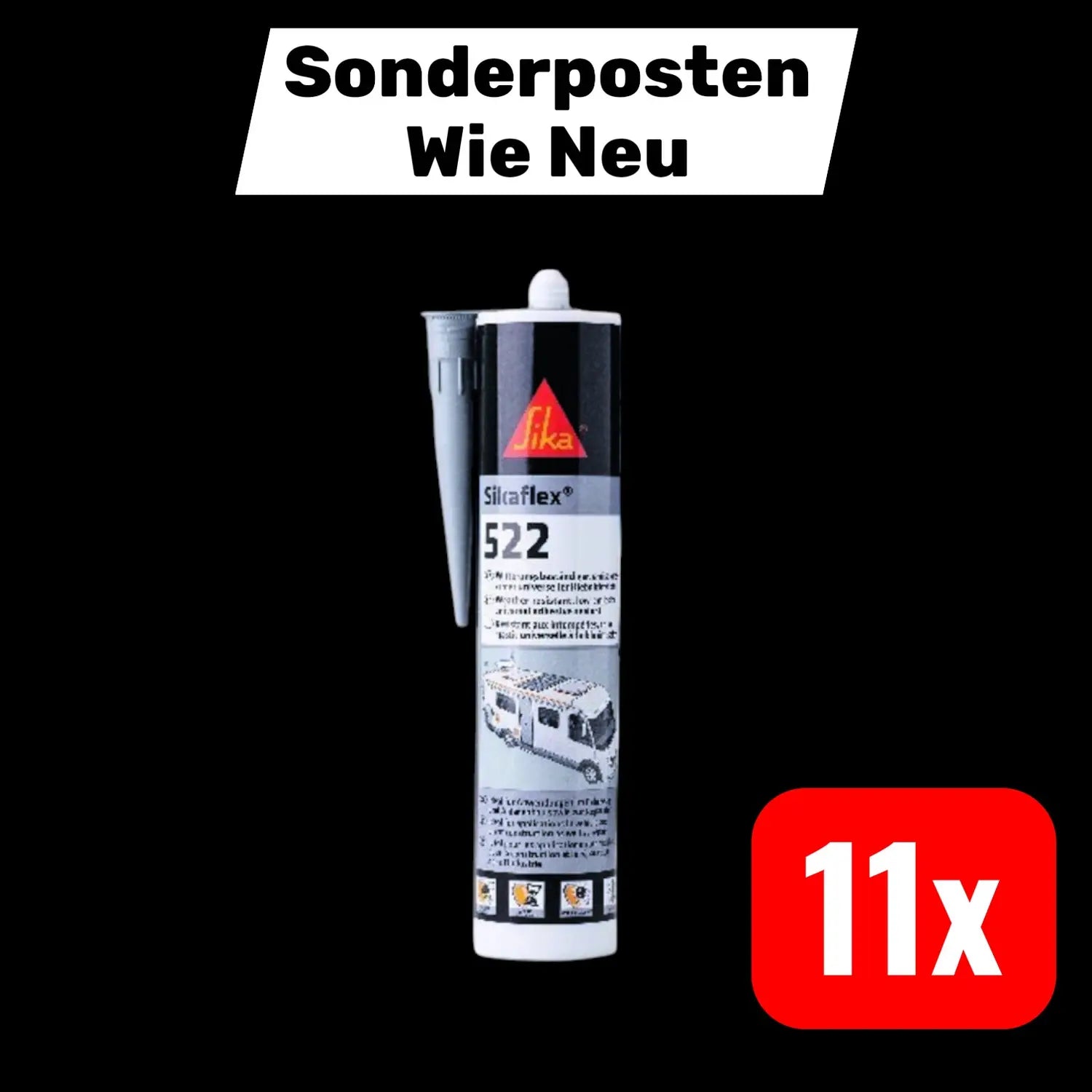 B-Ware Sika Kleb U Dichtstoff Sikaflex 522 Dichtmasse Stahlgrau 300ml Sikaflex 11 Stück - 7612895733616