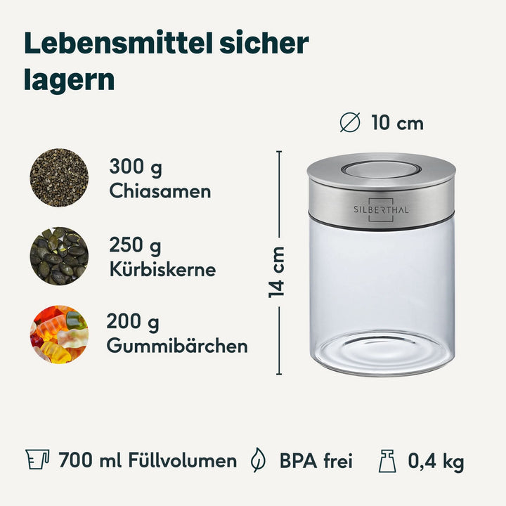 SILBERTHAL Vorratsglas Aufbewahrungsglas Borosilikatglas 700ml 2er Set - 4260470466140
