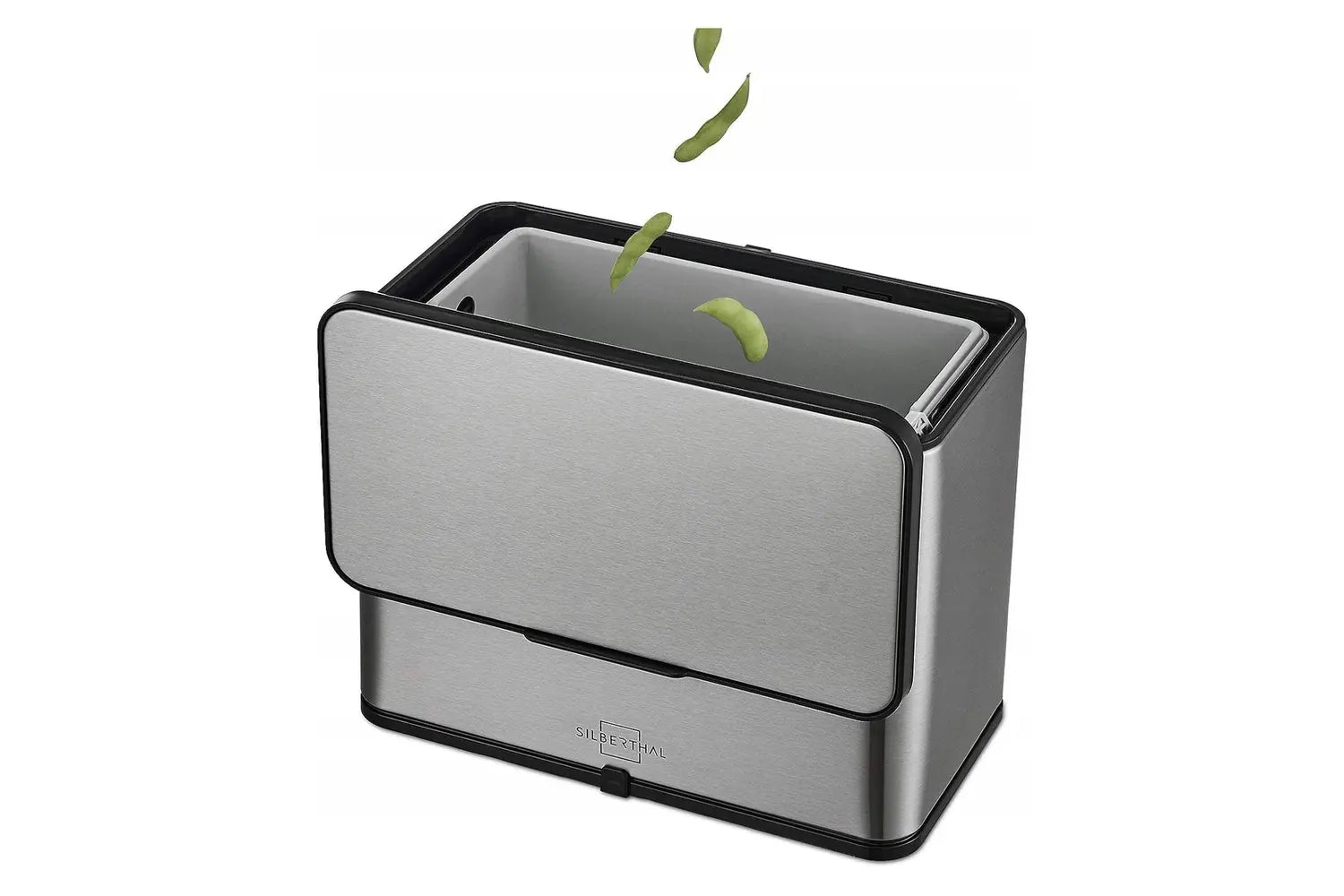 B-Ware Silberthal Abfalleimer Bio Kompostbehälter Biomüll Edelstahl Aktivkohlefilter 3 L