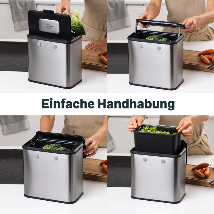 SILBERTHAL Biomülleimer Abfalleimer Edelstahl Aktivkohlefilter 4L Kunststoff - 4260470467079