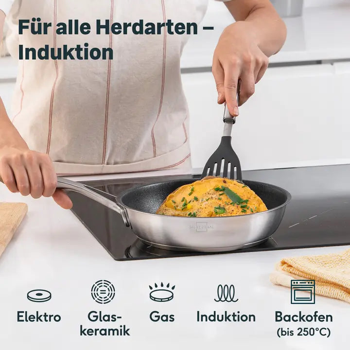 B-Ware Silberthal Bratpfanne Pfanne Induktion Edelstahl Ptfe Antihaft Silber 24 Cm241