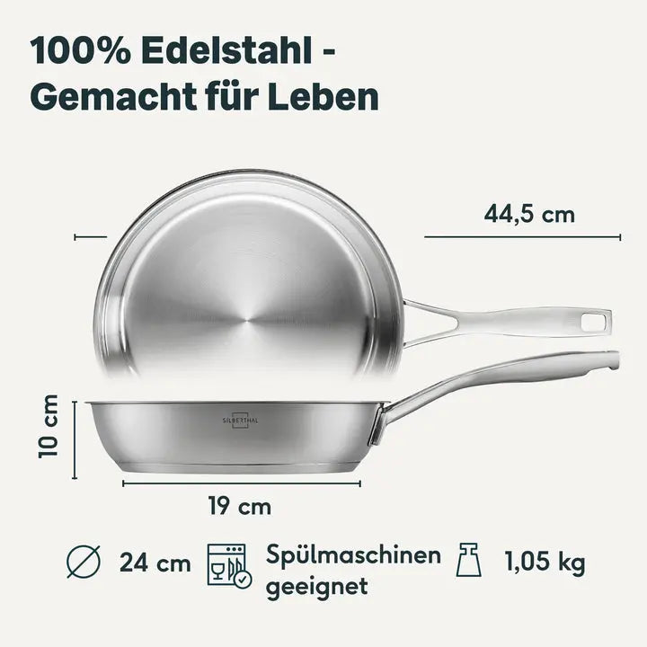 B-Ware Silberthal Bratpfanne Edelstahlpfanne Pfanne Unbeschichtet Ohne Deckel 24cm483
