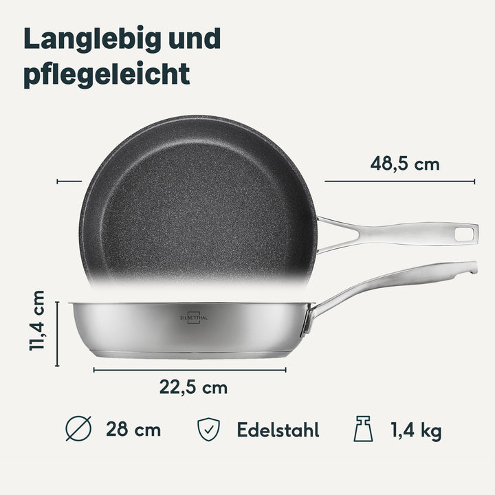 SILBERTHAL Bratpfanne Pfanne Edelstahl Pfanne Kochen Braten Küche 28 cm720 - 4260470463057