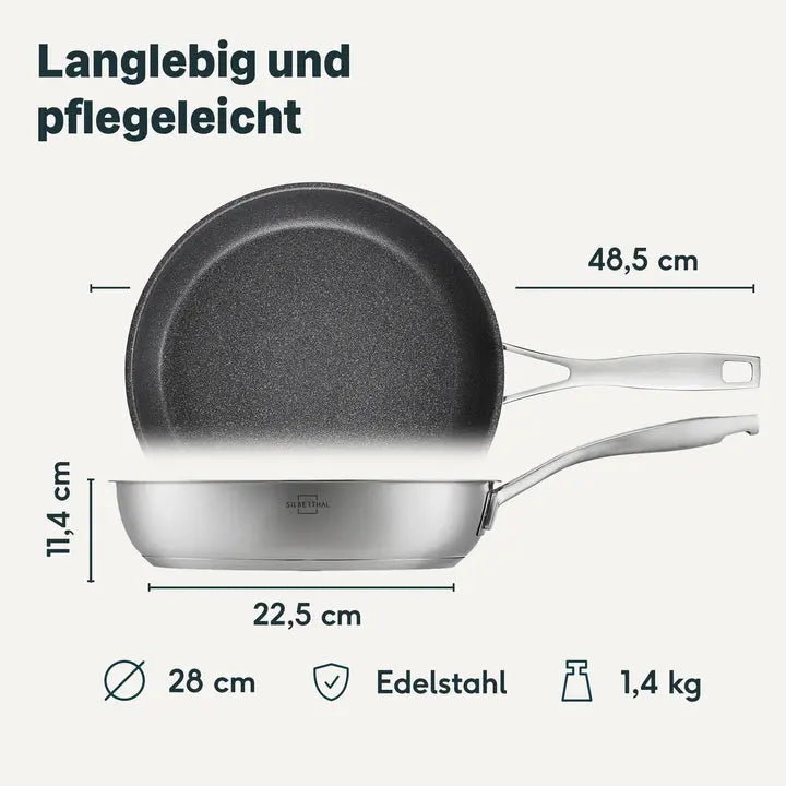 B-Ware Silberthal Bratpfanne Pfanne Edelstahl Pfanne Kochen Braten Küche 28 Cm - 4260470463057
