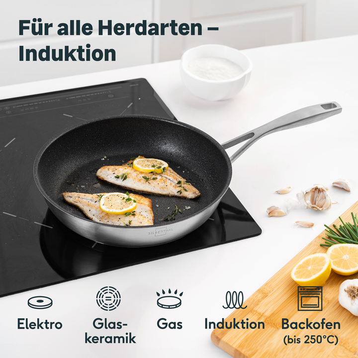 SILBERTHAL Bratpfanne Pfanne Edelstahl Pfanne Kochen Braten Küche 28 cm720 - 4260470463057