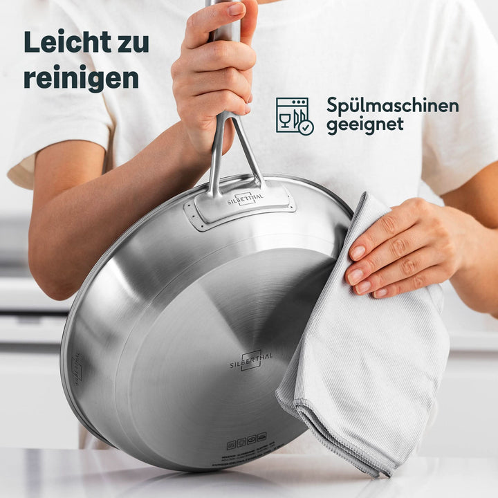 SILBERTHAL Edelstahlpfanne unbeschichtet Sandwichboden spülmaschinenfest - 4260470464641