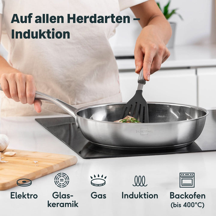 SILBERTHAL Edelstahlpfanne unbeschichtet Sandwichboden spülmaschinenfest - 4260470464641