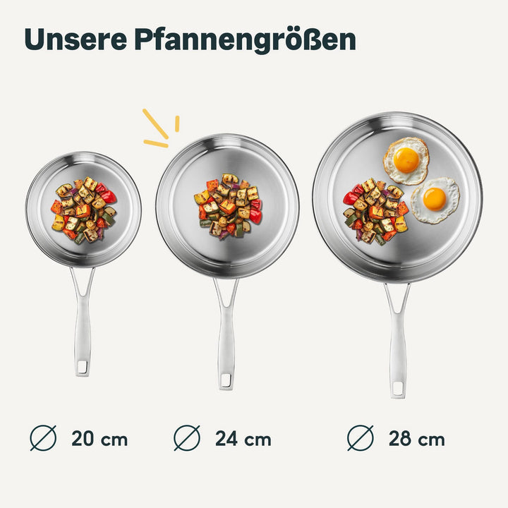 SILBERTHAL Edelstahlpfanne unbeschichtet Sandwichboden spülmaschinenfest - 4260470464641