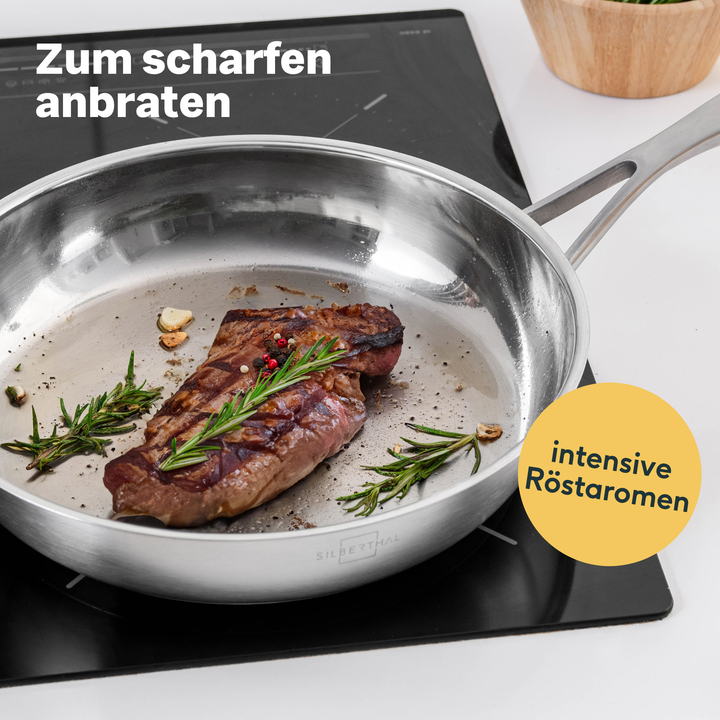 SILBERTHAL Edelstahlpfanne unbeschichtet Sandwichboden spülmaschinenfest - 4260470464641