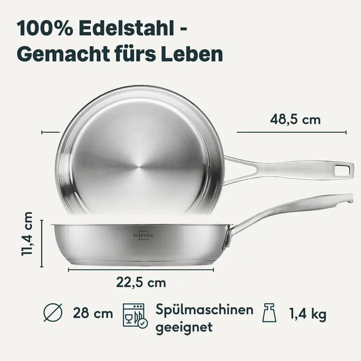B-Ware Silberthal Edelstahlpfanne Unbeschichtet Sandwichboden Spülmaschinenfest - 4260470464641