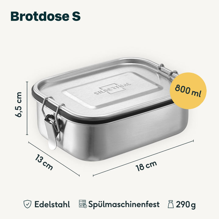 SILBERTHAL Brotdose Lunchbox Edelstahl 800ml Trennwand Spülmaschinenfest150 - 4260470464139