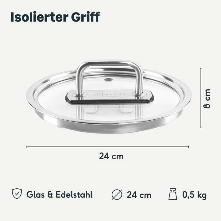 SILBERTHAL Deckel Glasdeckel Topfdeckel Kochtöpfe Borosilikatglas 24cm - 4260470463163