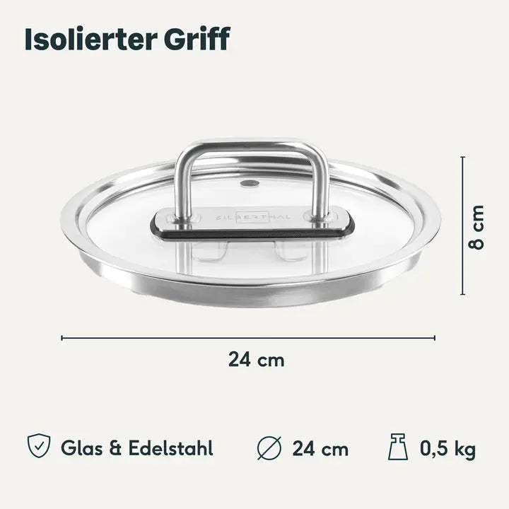 B-Ware Silberthal Deckel Glasdeckel Topfdeckel Kochtöpfe Borosilikatglas 24cm416