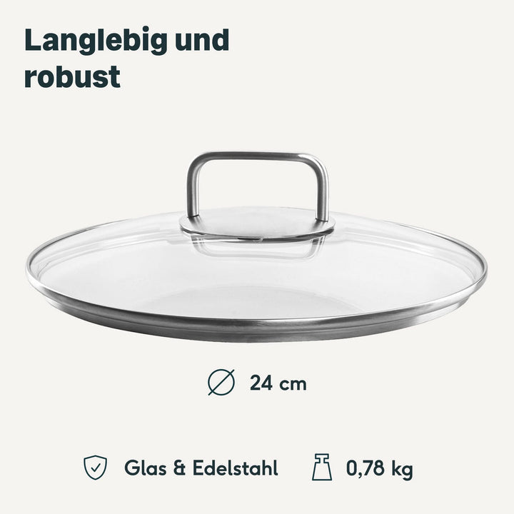SILBERTHAL Glasdeckel Pfannendeckel Deckel Pfanne Glas 24 cm Edelstahlgriff256 - 4260470467246