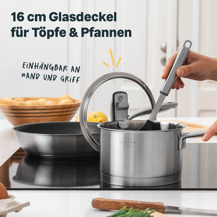 SILBERTHAL Glasdeckel Topf Deckel Bratpfanne Kochdeckel 16 cm 2 STÜCK - 4260470463149