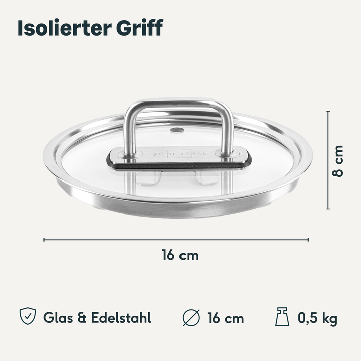 SILBERTHAL Glasdeckel Topf Deckel Bratpfanne Kochdeckel 16 cm 2 STÜCK - 4260470463149