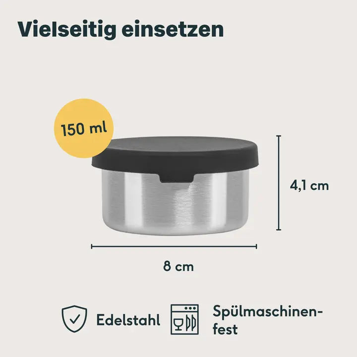B-Ware Silberthal Dose Behälter Snackbox Minidose Silikondeckel Edelstahl 150ml 4 Stück - 4260470467888