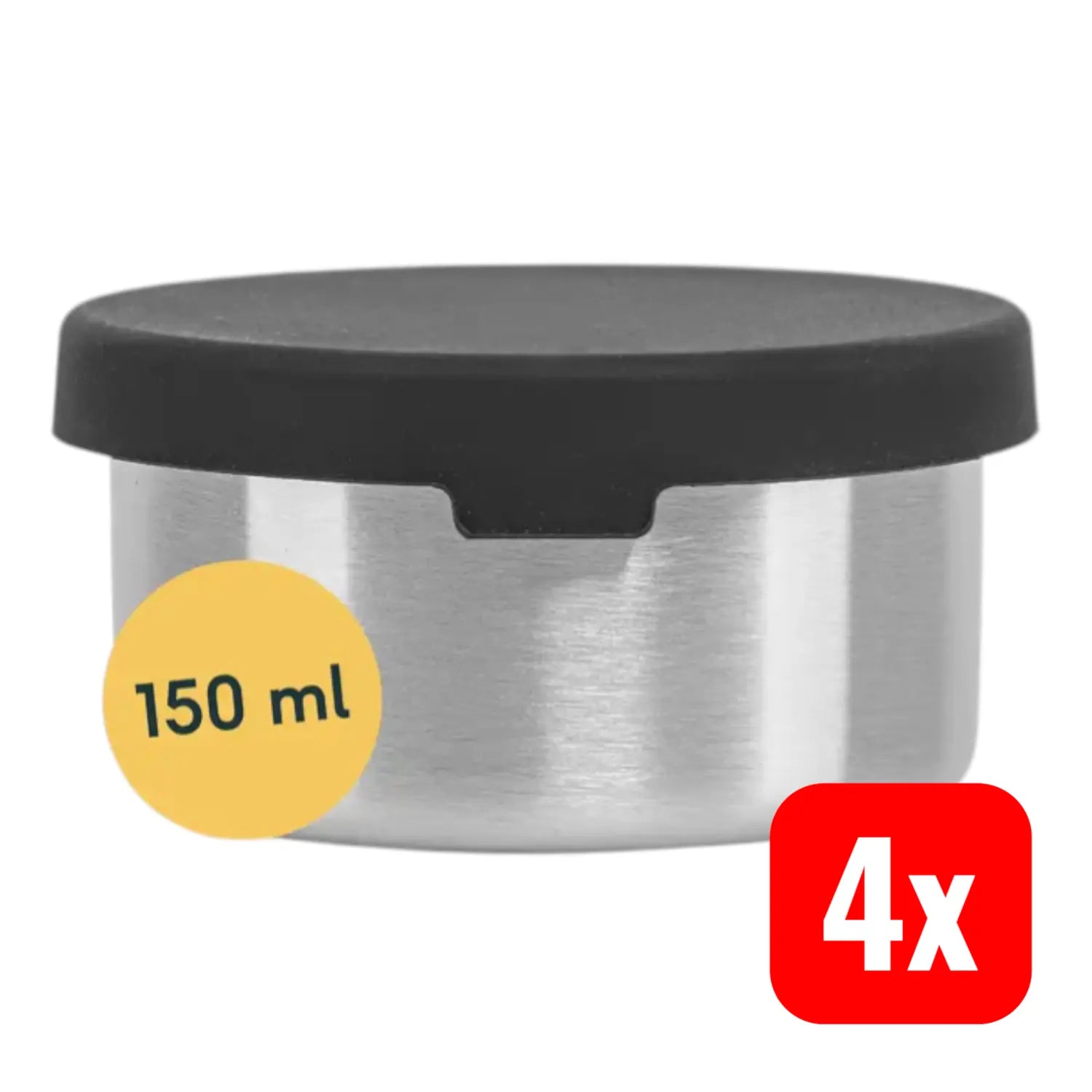 B-Ware Silberthal Dose Behälter Snackbox Minidose Silikondeckel Edelstahl 150ml 4 Stück - 4260470467888