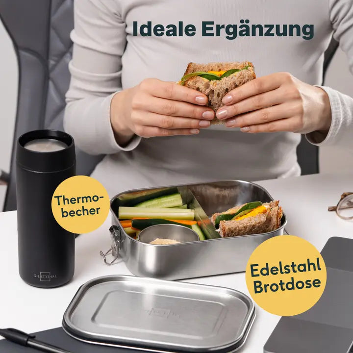 B-Ware Silberthal Dose Behälter Snackbox Minidose Silikondeckel Edelstahl 150ml 4 Stück - 4260470467888