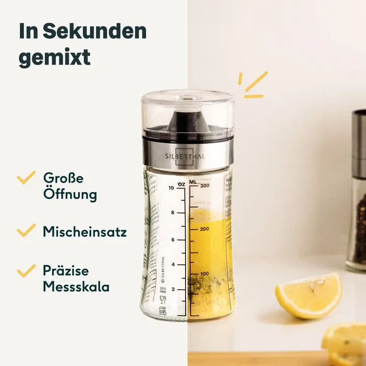 B-Ware Silberthal Dressingshaker Dressingmixer Shaker Glas Deckel Skala 350ml 2 Stück