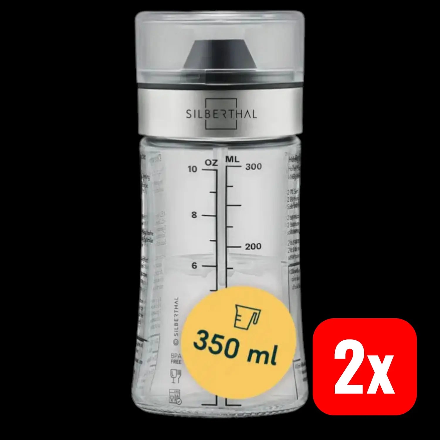 B-Ware Silberthal Dressingshaker Dressingmixer Shaker Glas Deckel Messskala 2 Stück - 4260470467475
