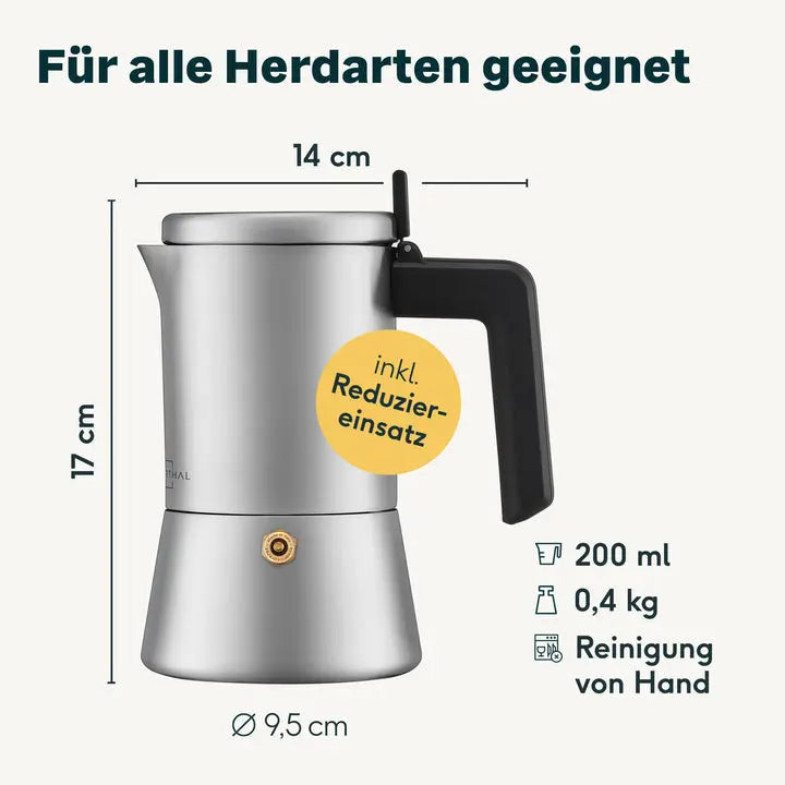 B-Ware Silberthal Espressokocher Kaffeekocher Edelstahl Silber 4 Tassen Espresso Kocher - 4260470464948